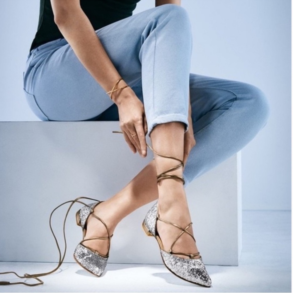 Stuart Weitzman Silver and Gold Flats